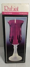Vtg L.E. SMITH Glass USA Fairy Lamp Candle Lamp 10.5” RUBIAT 2031R Original Box