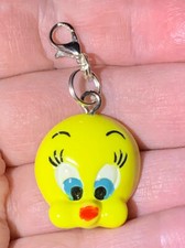 Tweety Bird Charm Zipper Pull  Keychain Add On Clip 