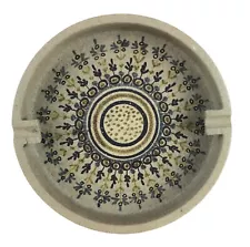 Vintage Midcentury Italian Art Pottery Hand Painted Large Cigar Ashtray 9.5 x 2"