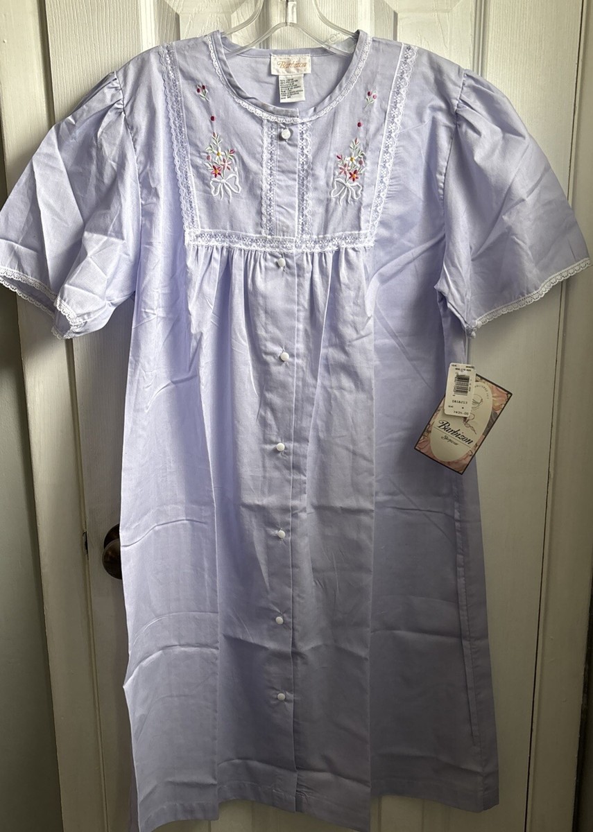 cotton button night dress Beige cotton button down night wear women