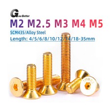 M2 M2.5 M3 M4 M5 Countersunk Screws Plating Titanium Gold Allen Key Socket Bolts