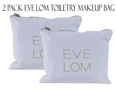 2 x Brand New Eve Lom Toiletry Makeup Bag 100% Cotton Canvas White. Wash Bag