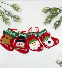 Mini Stocking Christmas Ornament Personalized, Reindeer ,Santa, Snowman, Bear
