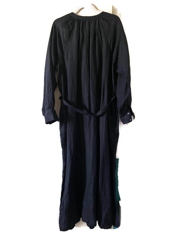 J. Vestido Cabana Crew Para Mujer Talla XL Negro Lino Maxi Aberturas Bolsillos Resort NUEVO Foto 3 de 4