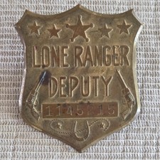 1949 Lone Ranger Deputy Toy Metal Badge with Secret Compartment 2" Vintage