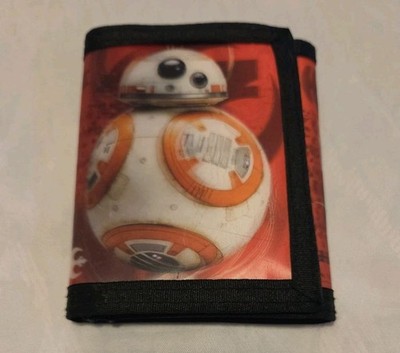 BB8 Star Wars 3D Tri Fold Fasten Wallet Red Black Trim May The Force Be With You