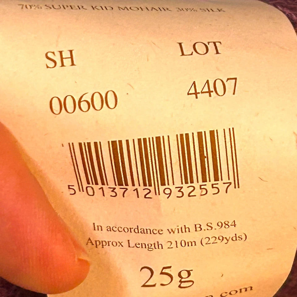 Rowan Kidsilk Haze Yarn 25g 70% Mohair 30% Silk Dewberry Purple and Smoke Grey - Image 3 of 4