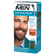 Just for Men Mustache Beard Color, Medium-Dark Brown, Pack of 1