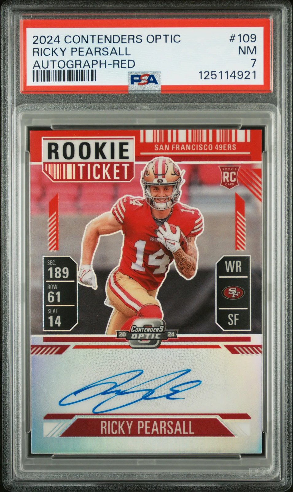 2024 Panini Contenders Optic Ricky Pearsall Autograph /175 Red #109