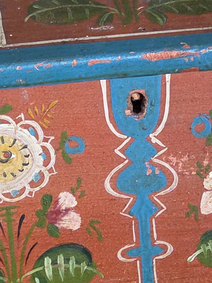 Rosemaling Box Hand Painted Dome Top Miniature Wood Chest Folk Art - Image 4 of 4