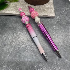 2 PC Handmade Bubblegum Bead Black Ink Pen Set New Free Ship Pink B5830