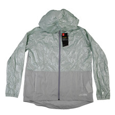 Under Armour Women's Small UA Storm Metallic Woven FZ Hooded Jacket Green Blue