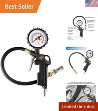 Tire Inflator and Deflator with 2-1/2" Dial & Brass Chuck, 0-220 PSI