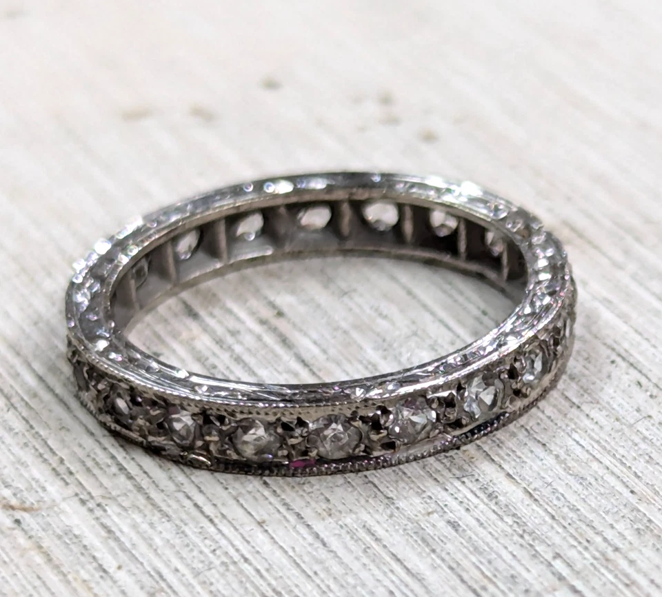 Anillo Full Eternity Oro Blanco 9ct Piedras Espinela Incoloras Anillo Talla L Foto 4 de 4