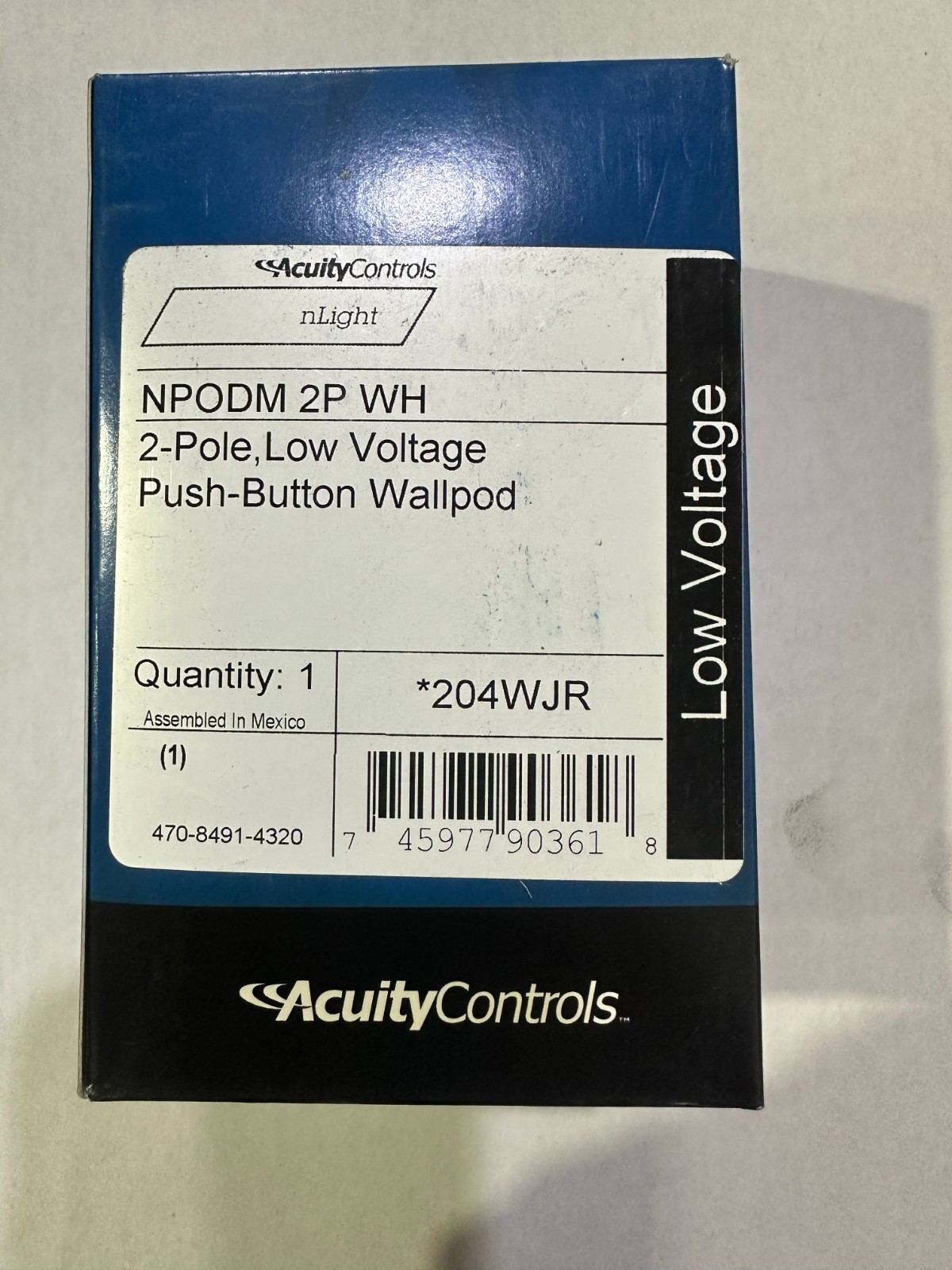 AQUITY NPODM 2P WH (204WJR) 2 POLE LOW VOLTAGE PUSH BUTTON WALLPOD