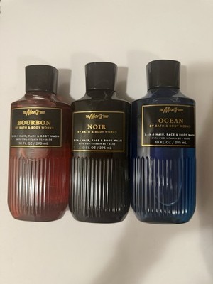 Bath & Body Works Men s Collection Body Wash Bundle Bourbon Noir Ocean 3 Pack