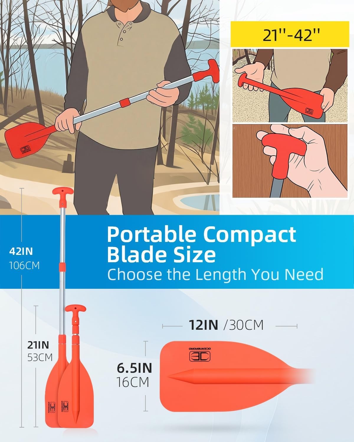 Telescoping Emergency Paddle 21''-42''（Assembling Required）/26''-54'' Aluminium