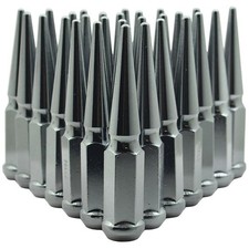 32 Candy Black Chrome Spike Steel Lug Nuts Powder Coated Custom Color 4.5 Inc...