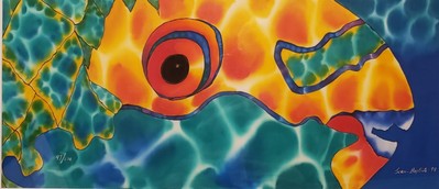 Original Silk Art by Daniel Jean-Baptiste from a personal collection Ships Free!