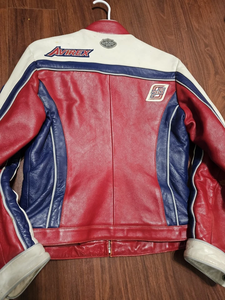 Chaqueta de automovilismo vintage para mujer Avirex roja blanca y azul Foto 3 de 4