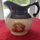 Vintage McCoy Pottery Small Pitcher #7528 Brown Cream Fall Pattern Decor Harvest