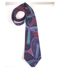 Robin Pildrow Designer Silk Purple Abstract Art Pattern Vintage Men's Necktie