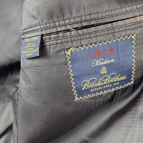 Brooks Brothers 1818 Madison Sport Coat 44 Black Wool 2-Button USA Long - Picture 6 of 10