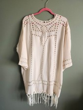 Lovestitch - Boho Chic Tan Fringe Dress - Size L