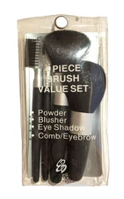 Essence of Beauty 4 Piece Brush Set, Powder Blusher, Eye Shadow, Comb/Eyebrow