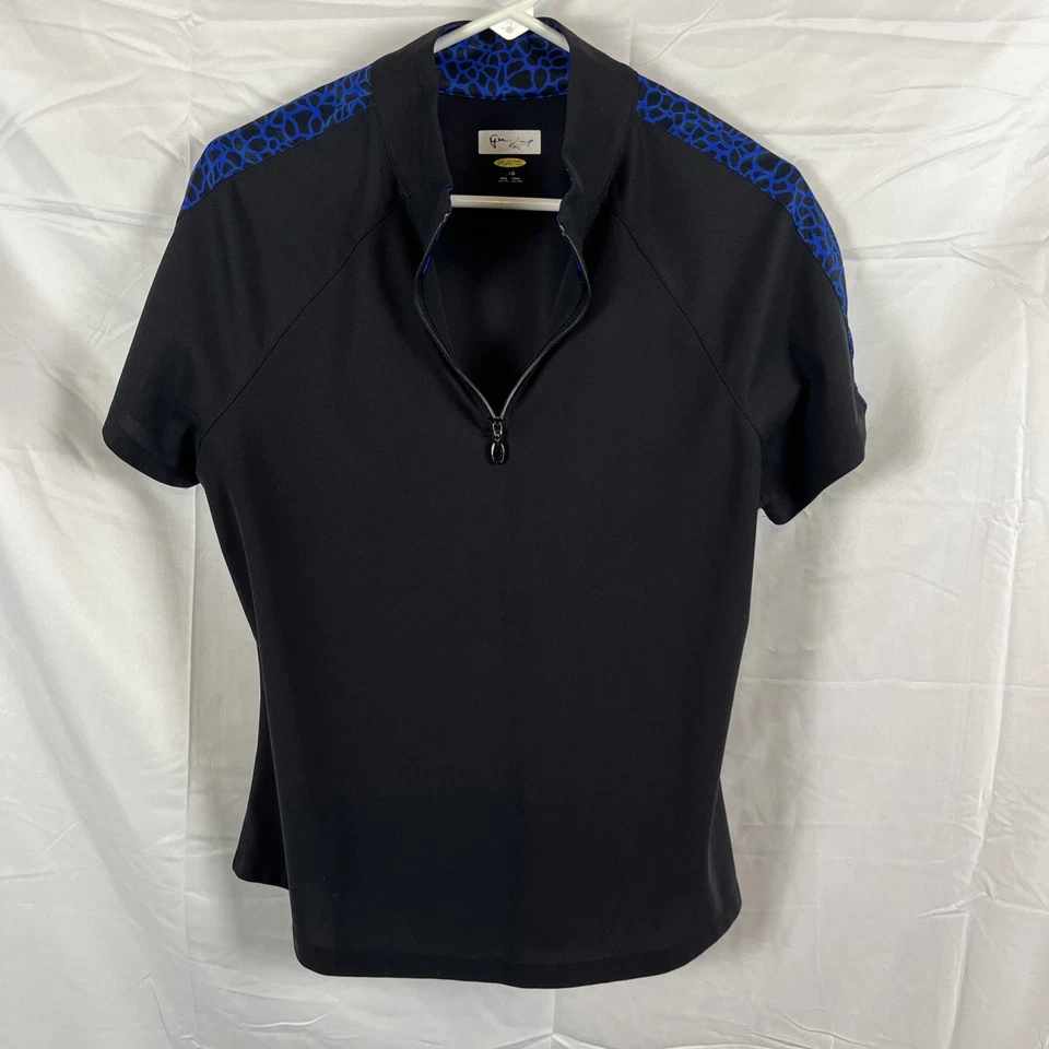 Рубашка поло женская Greg Norman черная с синей большой размер Play Dry 1/4 на молнии для гольфа досуга - Изображение 4 из 4