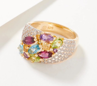 Affinity Gems Halbedelstein Multi Edelstein Wasserfall Ring, Sterling, Größe 10