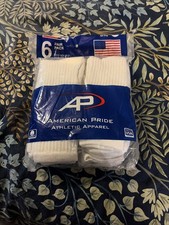 New American Pride Men's Tube Socks 6 Pack in White Size 10-13 RN 37355 S H Free