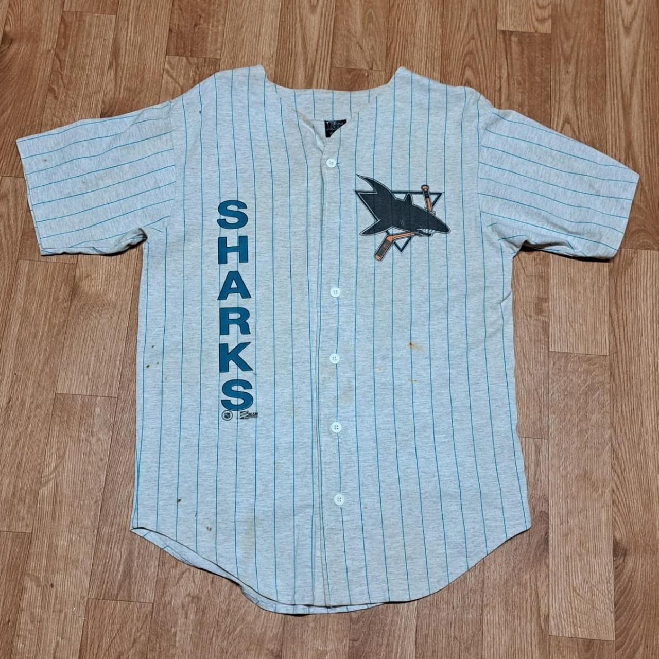 FILA Maglia Vintage Front Row By Salem Sportswear San Jose Sharks Pinstipe