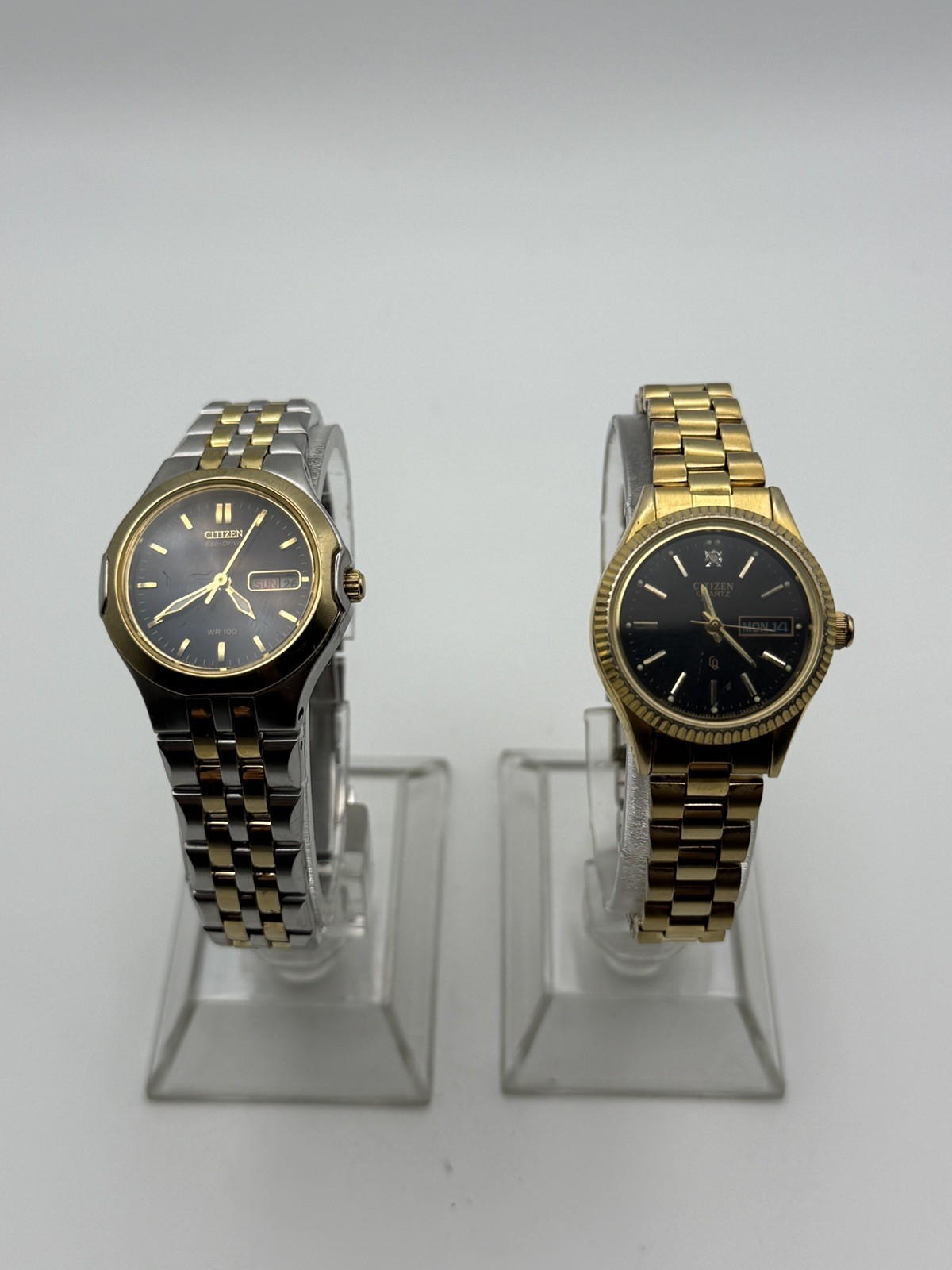 Gold &amp; 2 Vintage Watch Tone - Eco-Drive - lot 6000 of Working Citizen Not - vintagewatches.pk