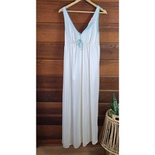Lorraine Vintage Embroidered Rose Babydoll Nightgown Dress M Coquette Semi-sheer