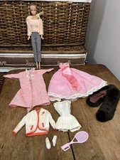 Vintage 1964 Miss Barbie Doll with Clothing Lot