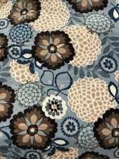 6 Yards JoAnn Ultra Cuddle Fleece Blue & Brown Floral Large Floral Fabric