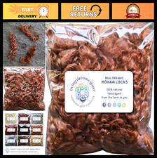 Organic Hand Dyed Mohair Locks - Doll Hair, Felting, Spinning, 1 oz Caramel Fibe