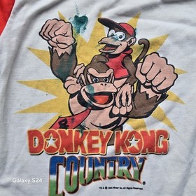 Vintage Donkey Kong Country 1994 Kids Youth Sleep T-shirt Video Game NES
