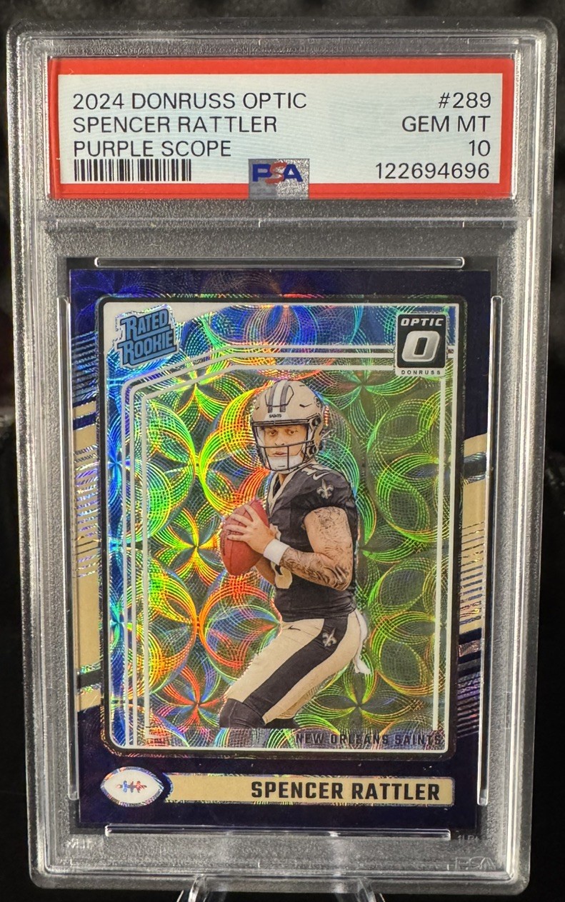 2024 PANINI DONRUSS OPTIC PURPLE SCOPE #289 SPENCER RATTLER ROOKIE RC PSA 10