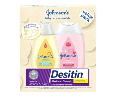 Johnson's Baby Care Essentials Gift Set,Body Lotion,Zinc Oxide Diaper Rash-3item
