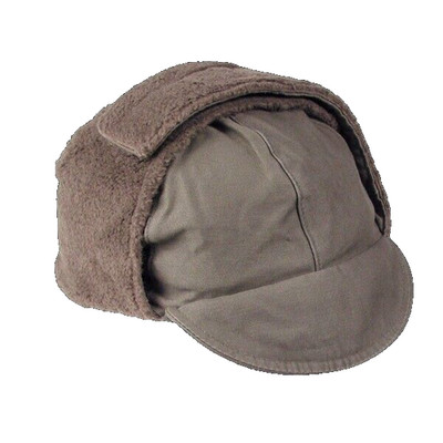 USGI German Army Winter Pile Cap Hat Ear Flaps Size 56 OD Olive Green