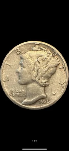 1935-S Mercury Silver Dime – San Francisco Mint – 90% Silver – VG