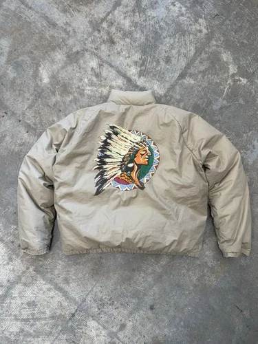 Vintage 90s Polo Ralph Lauren Indian Head Down Puffer Jacket Medium Made In USA - product listing photo
