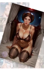 2.5x3.5" Premium Photo Print ACEO Card Curvy Waifu +18 Princess Leia Star Wars