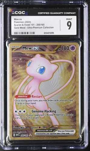 CGC 9 MINT Mew EX 205/165 GOLD METAL UPC PROMO Pokemon Card 095