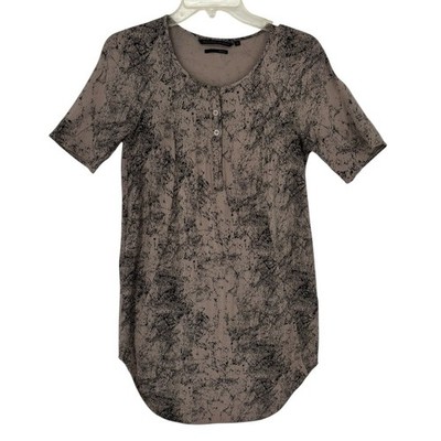 Silvian Heach Sheath Dress Womens XS Pockets Abstract Taupe Black Lagenlook