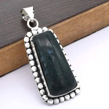 Moss Agate Gemstone Ethnic Handmade Pendant Jewelry 1" P 2463