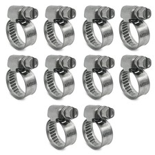 Stainless Steel SAE Size 4 German Style Worm Gear Hose Clamps 3/8 to 5/8 inch
