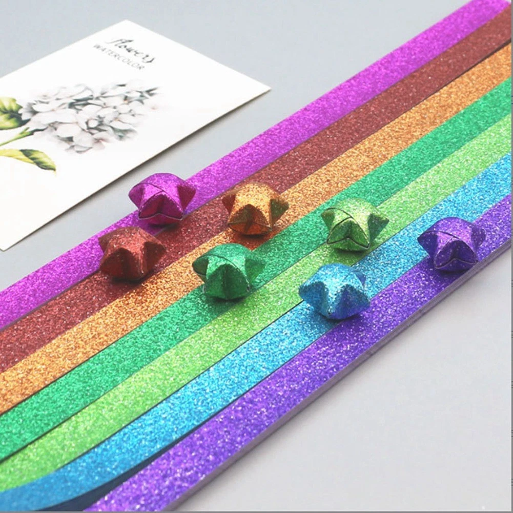 520 Sheets Glitter Folding Stars Strips Stars Decoration Folding for7553